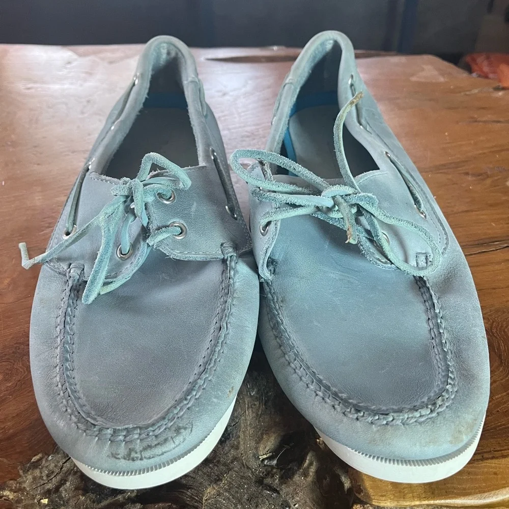 Timberland Boat Shoes Mens Size 11 Blue Nubuck Leather Eyelet Casual Deck Shoes
